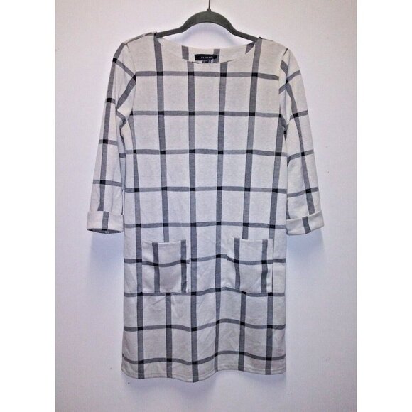 PRIMARK Beige Checkered dress Career Shift US 4 UK 8 English-style Pockets EUC - Picture 2 of 9